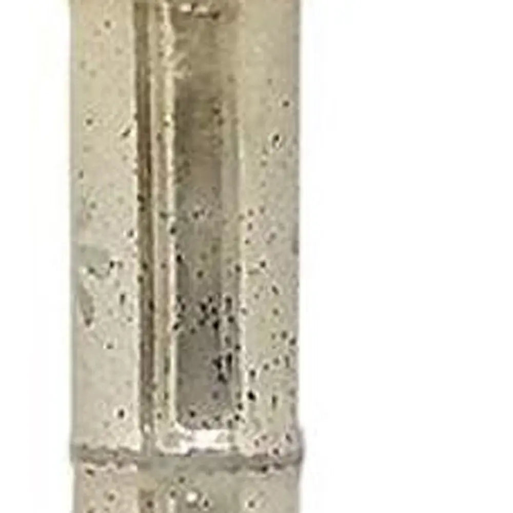 35" Silver Floral Glass Cylinder Floor Vase - NOBLE HOME INTERIORS