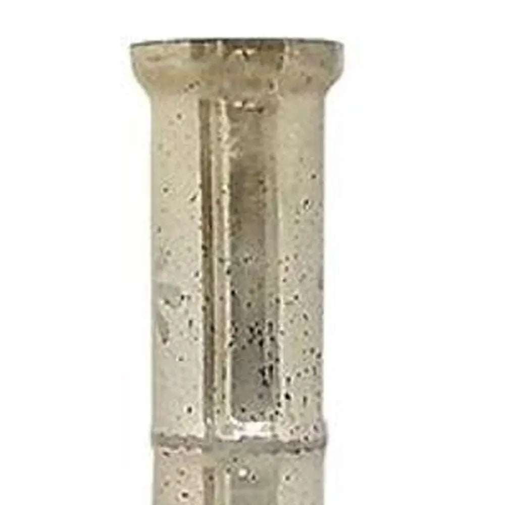 35" Silver Floral Glass Cylinder Floor Vase - NOBLE HOME INTERIORS