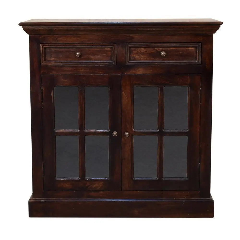 35" Walnut Solid Wood Accent Cabinet With Two Doors And Two Drawers - NOVA HOME FURNITURE