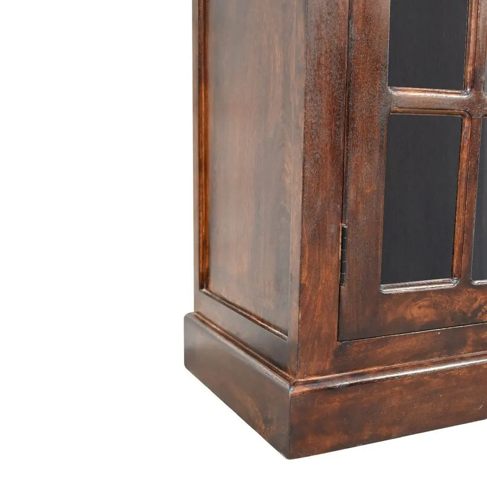 35" Walnut Solid Wood Accent Cabinet With Two Doors And Two Drawers - NOVA HOME FURNITURE
