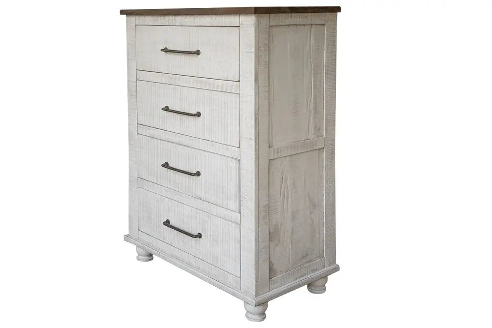 36" Brown and White Solid Wood Four Drawer Chest - NOBLE HOME INTERIORS