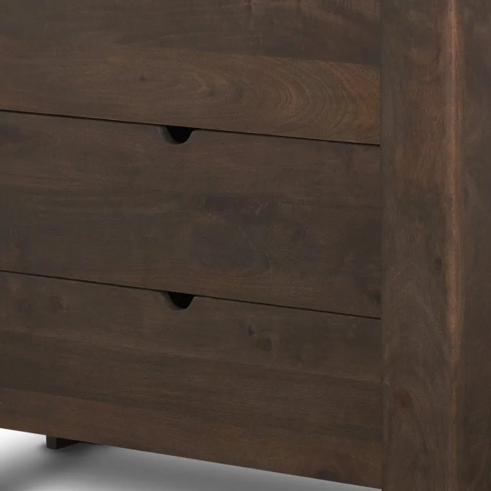 36" Dark Brown Solid Wood Accent Cabinet With Three Drawers - NOBLE HOME INTERIORS