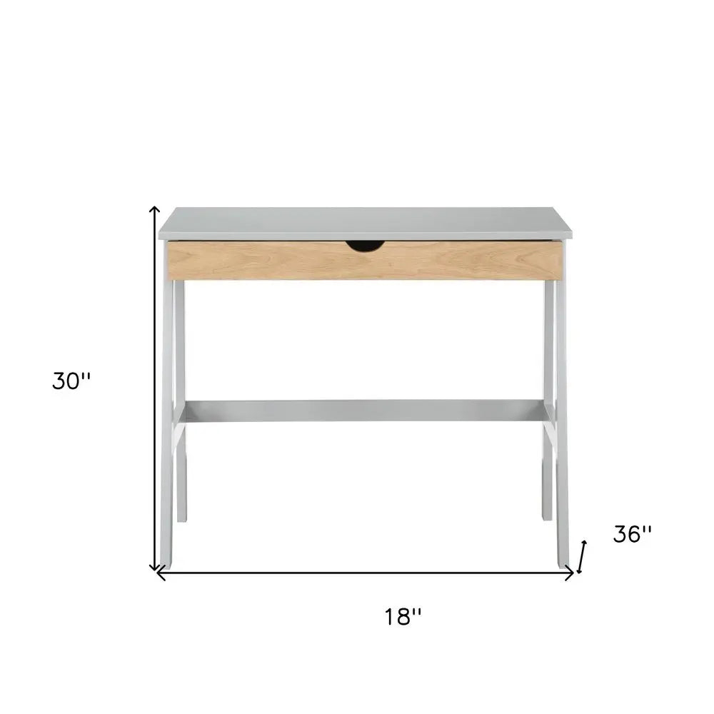 36" Gray and Natural Writing Desk - NOBLE HOME INTERIORS