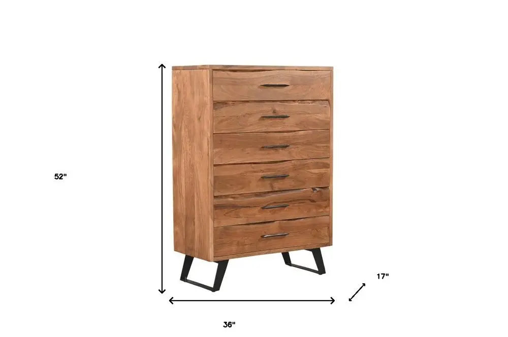 36" Natural Live Edge Solid Wood Five Drawer Dresser - NOBLE HOME INTERIORS