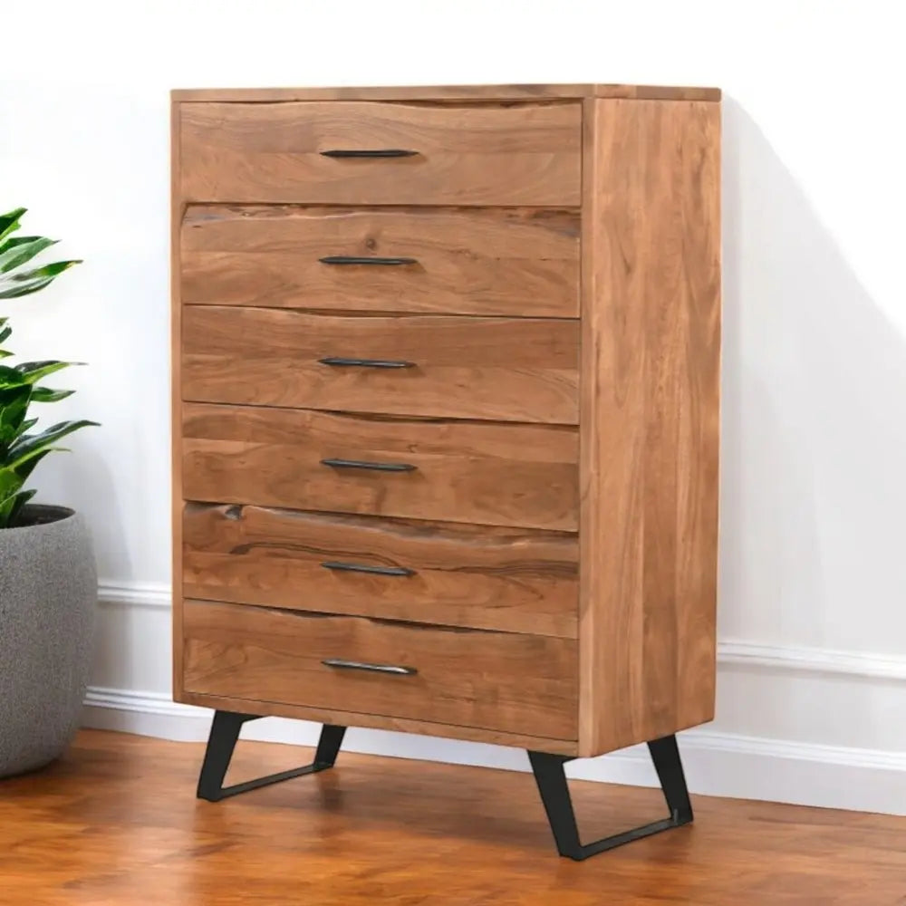 36" Natural Live Edge Solid Wood Five Drawer Dresser - NOBLE HOME INTERIORS