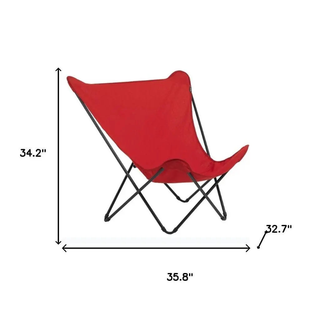 36" Red and Chrome Outdoor Camping Chair - NOBLE HOME INTERIORS