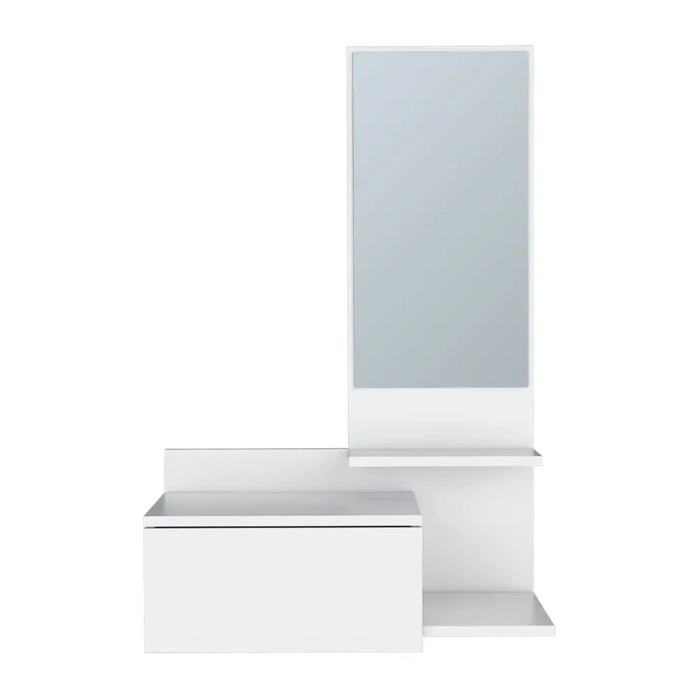 36" White Wood Wall Mounted Accent Cabinet With Drawer And Mirror - NOVA HOME FURNITURE