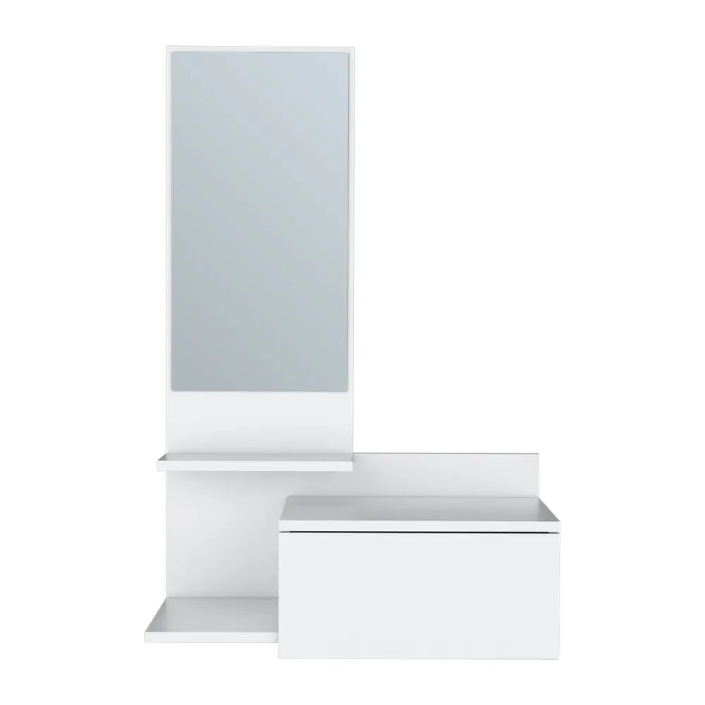 36" White Wood Wall Mounted Accent Cabinet With Drawer And Mirror - NOVA HOME FURNITURE