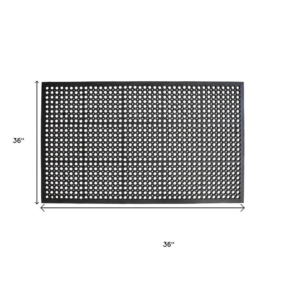 36" X 36" Black Geo Circles Outdoor Rubber Door Mat - NOBLE HOME INTERIORS