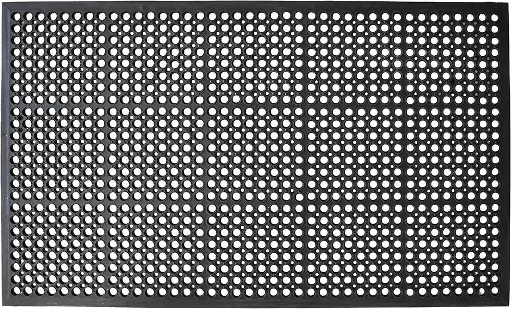 36" X 36" Black Geo Circles Outdoor Rubber Door Mat - NOBLE HOME INTERIORS