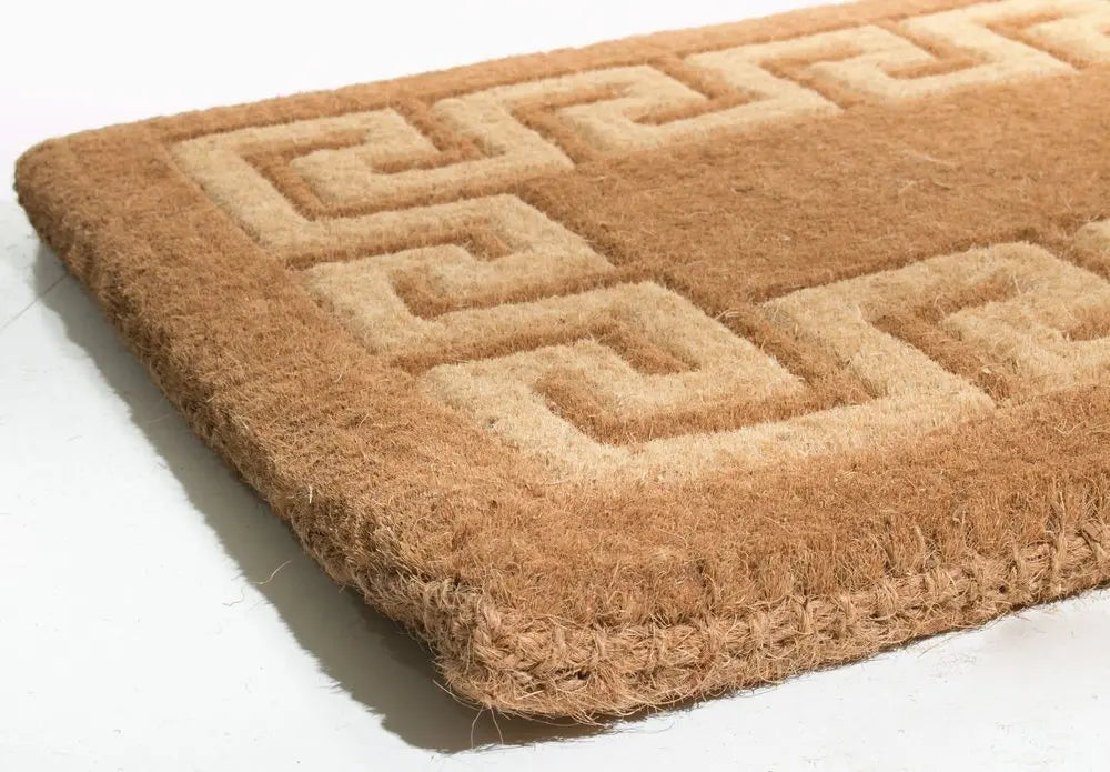 36" X 60" Brown Coir Greek Key Outdoor Door Mat - NOBLE HOME INTERIORS