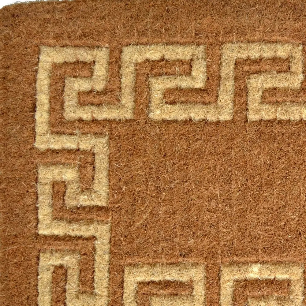 36" X 60" Brown Coir Greek Key Outdoor Door Mat - NOBLE HOME INTERIORS
