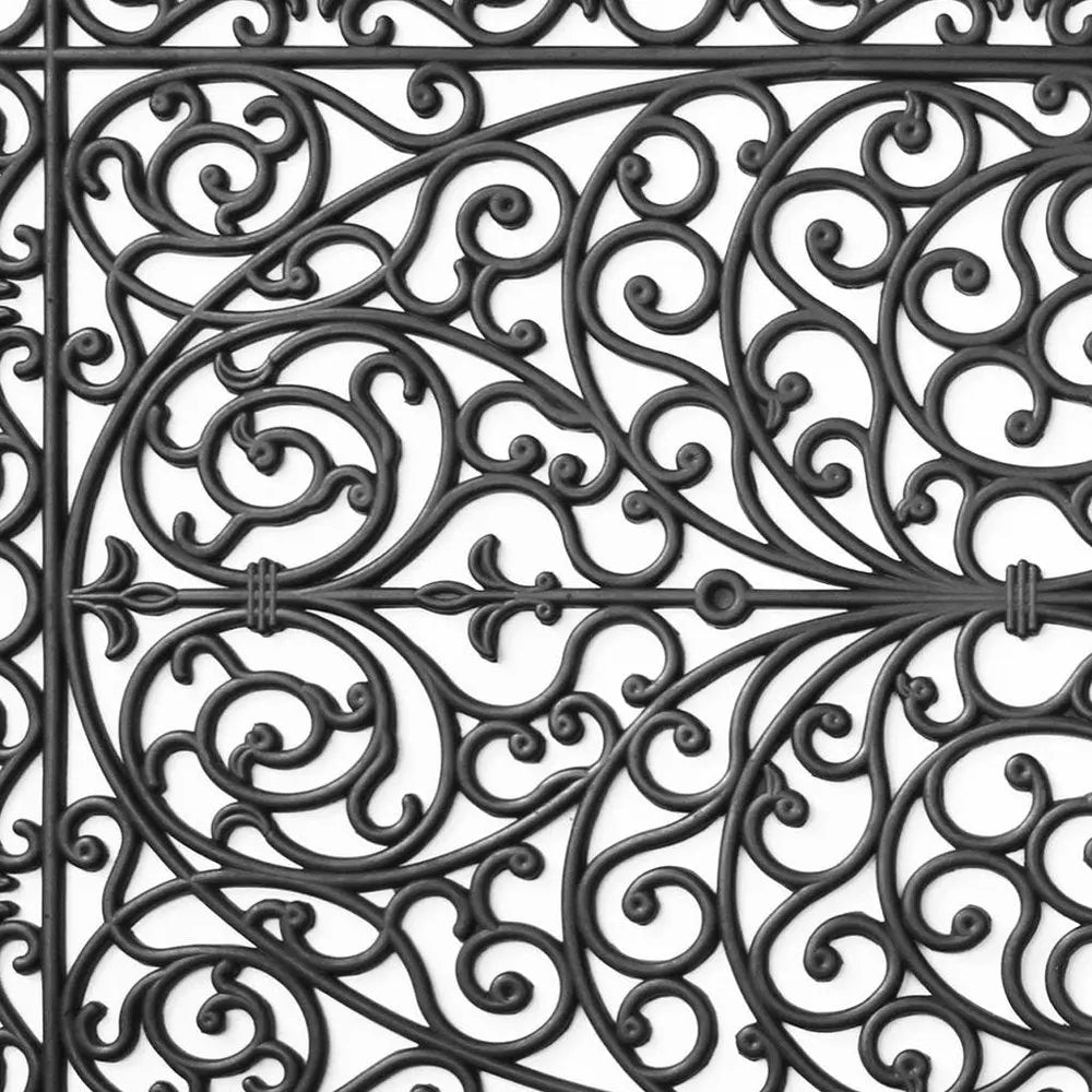36" X 72" Black Scrollwork Outdoor Rubber Door Mat - NOBLE HOME INTERIORS