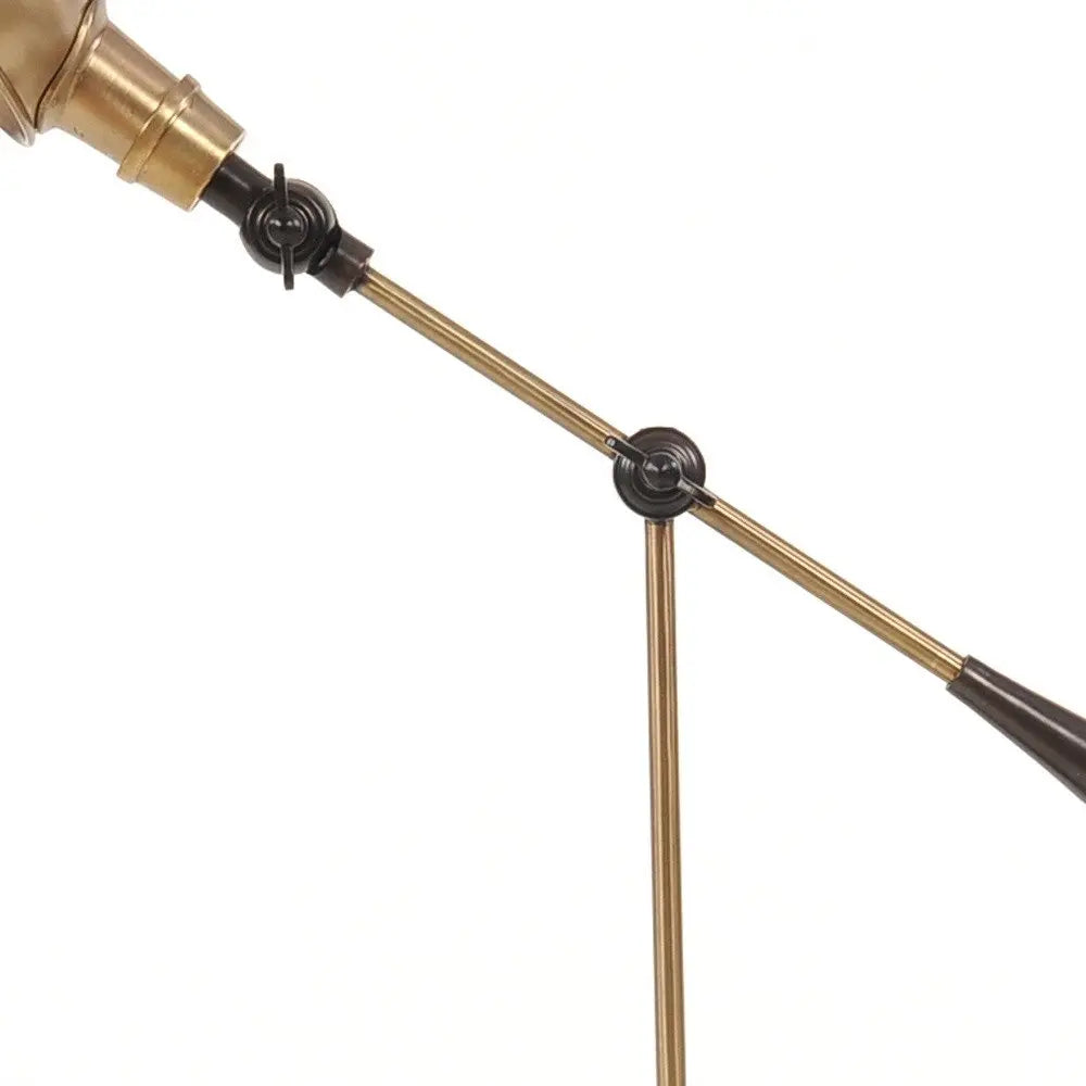 20" Black Metal Adjustable Desk Table Lamp With Gold Bowl Shade HomeRoots