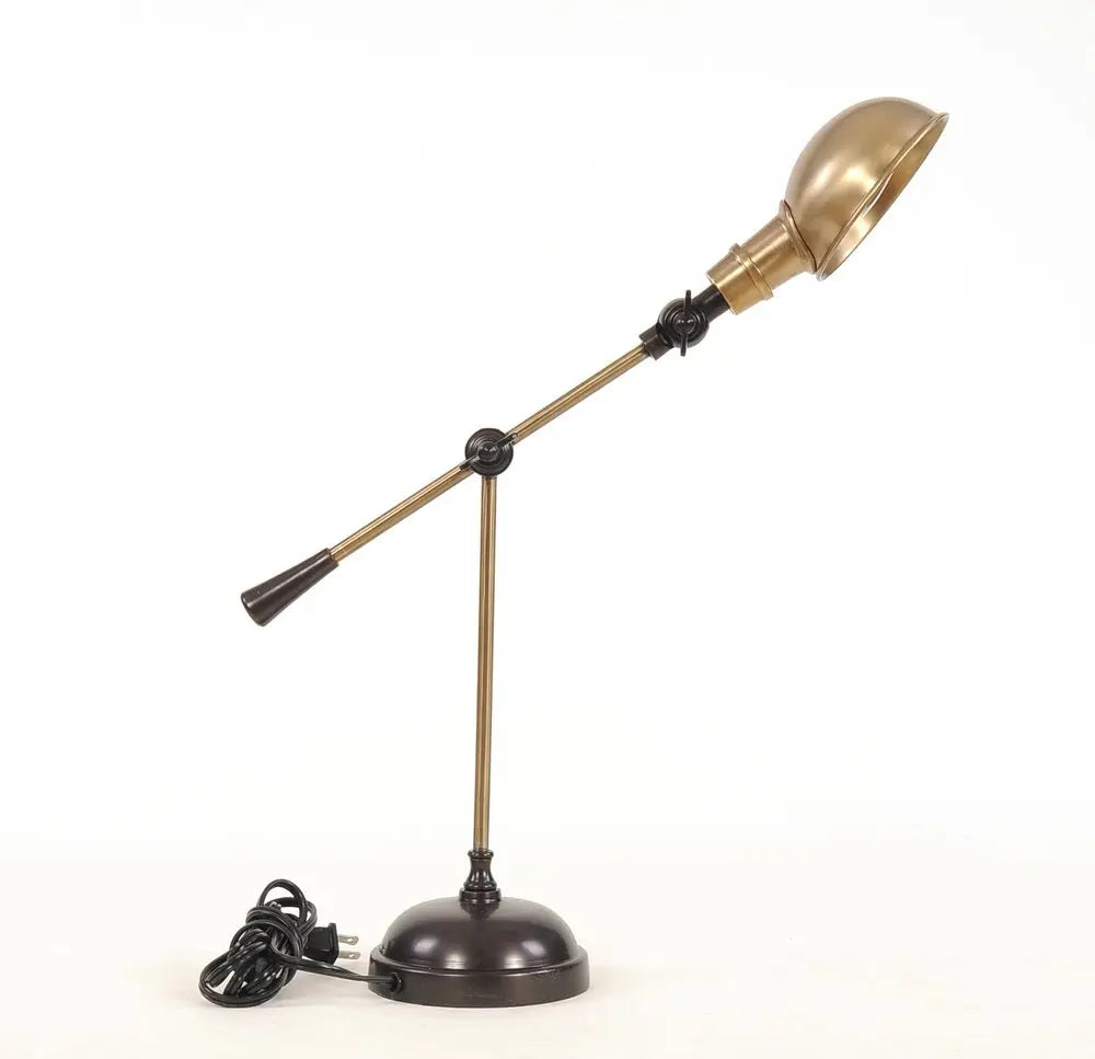 20" Black Metal Adjustable Desk Table Lamp With Gold Bowl Shade HomeRoots