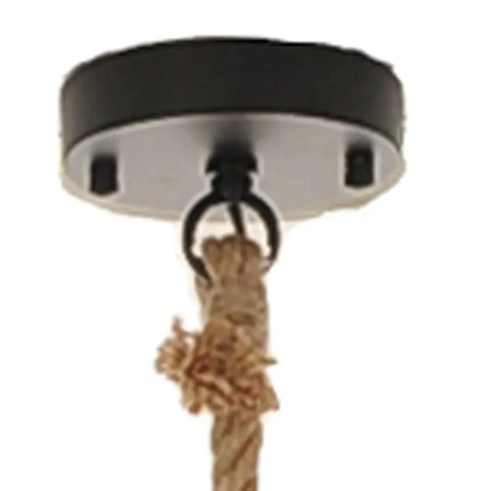 Beige and Black Iron and Rope Ceiling Light HomeRoots