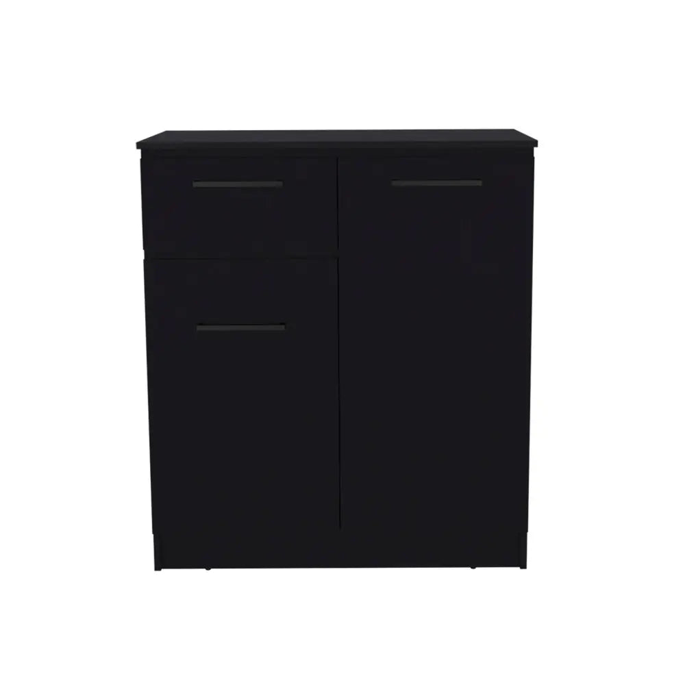 37" Black Wood Accent Cabinet With Two Doors And One Drawer - NOVA HOME FURNITURE
