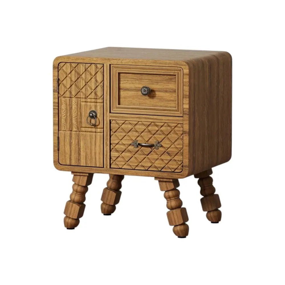 37" Sepia Solid Wood Console Accent Cabinet With Single Door And Two Drawers - NOBLE HOME INTERIORS