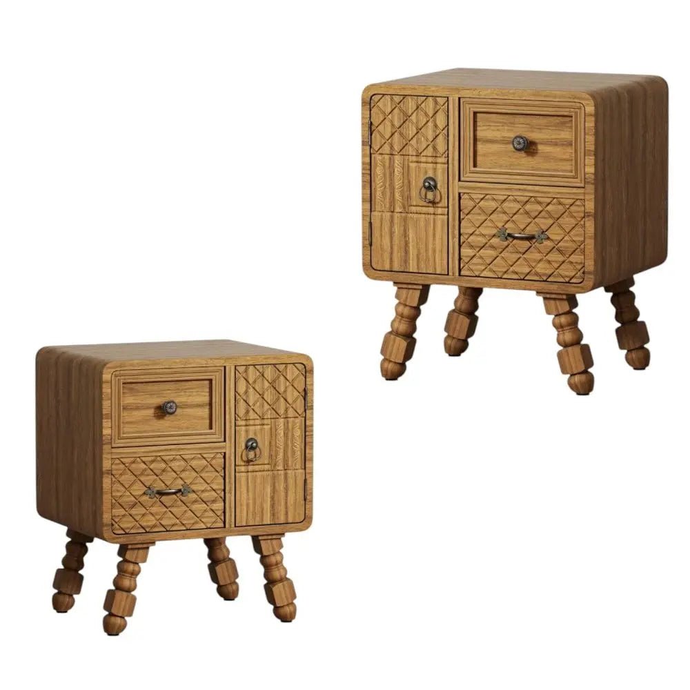 37" Sepia Solid Wood Console Accent Cabinet With Single Door And Two Drawers - NOBLE HOME INTERIORS