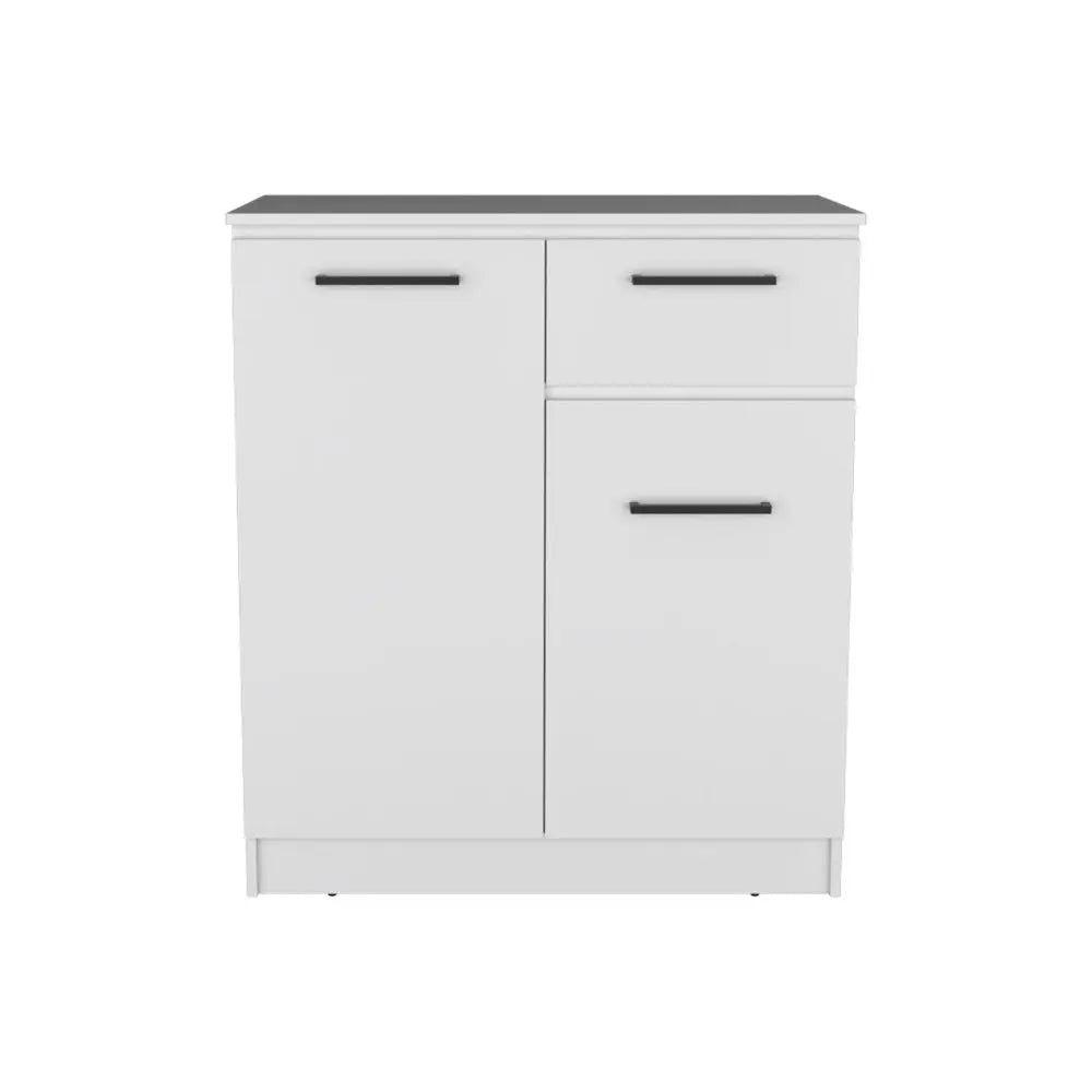 37" White Wood Accent Cabinet With Two Doors And One Drawer - NOVA HOME FURNITURE