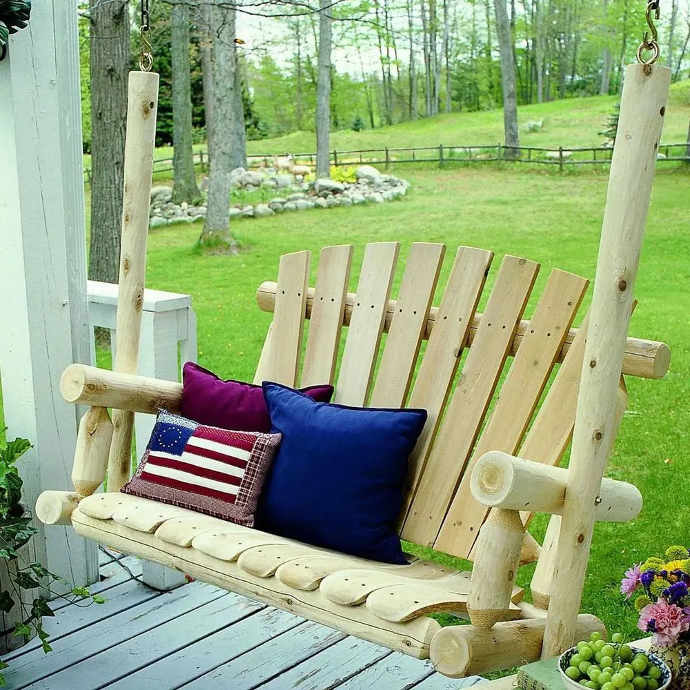 48" X 24" X 48"  Natural Wood Porch Swing HomeRoots