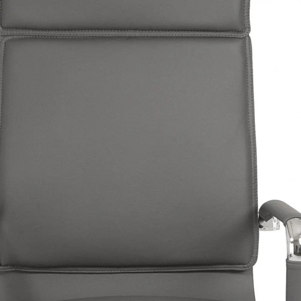 Gray and Silver Adjustable Swivel Faux Leather Rolling Executive Office Chair HomeRoots