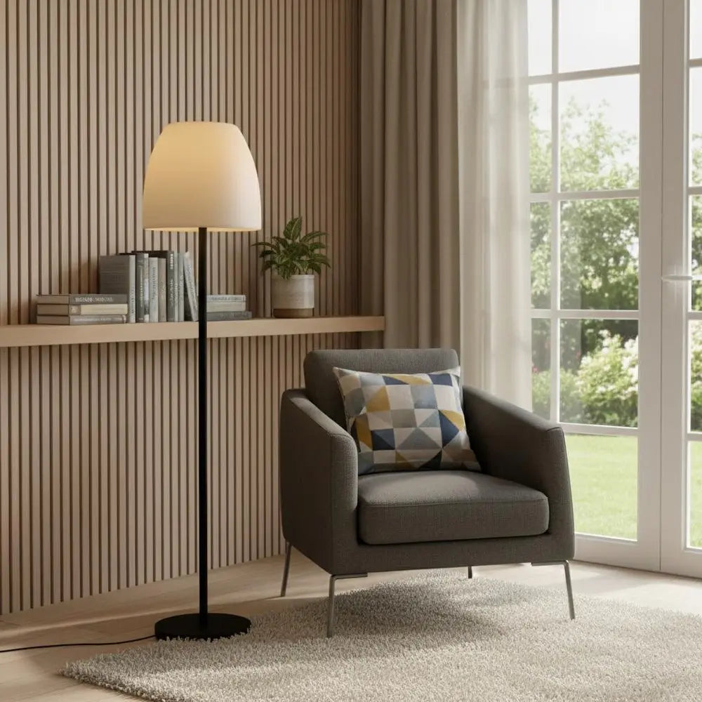 60" Black And White Metal Floor Lamp With White Bowl Shade HomeRoots