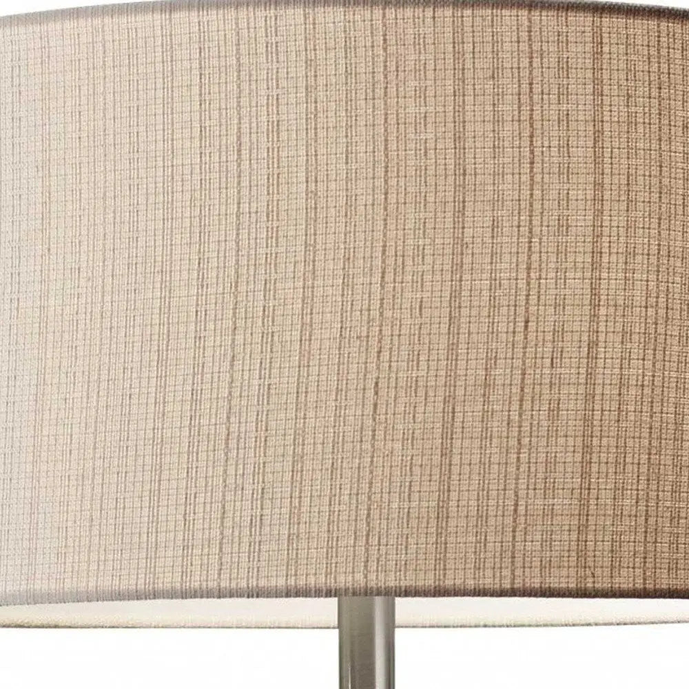 60" Brown Solid Wood Novelty Floor Lamp With Beige Fabric Drum Shade HomeRoots