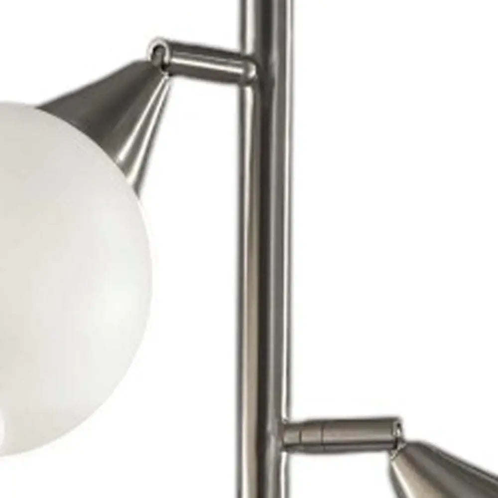 71" Silver Metal Floor Lamp With White Dome Shade HomeRoots