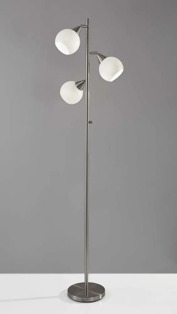 71" Silver Metal Floor Lamp With White Dome Shade HomeRoots
