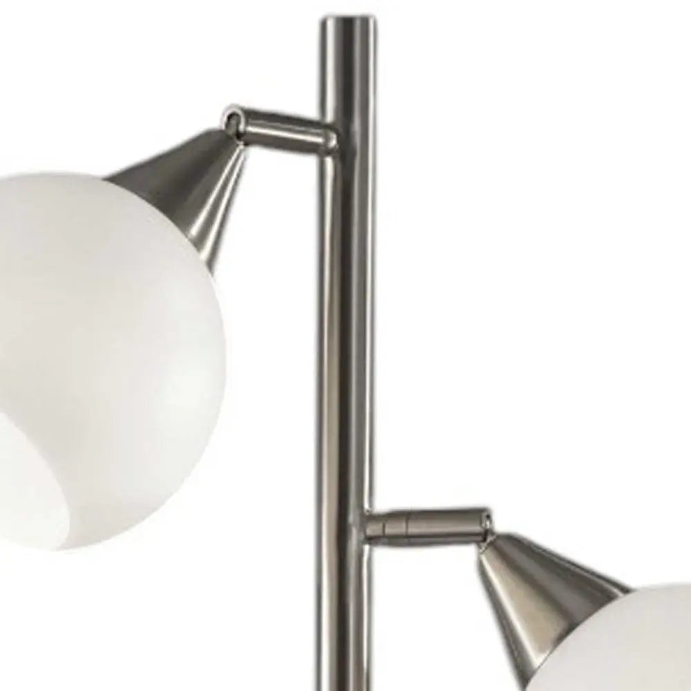 71" Silver Metal Floor Lamp With White Dome Shade HomeRoots