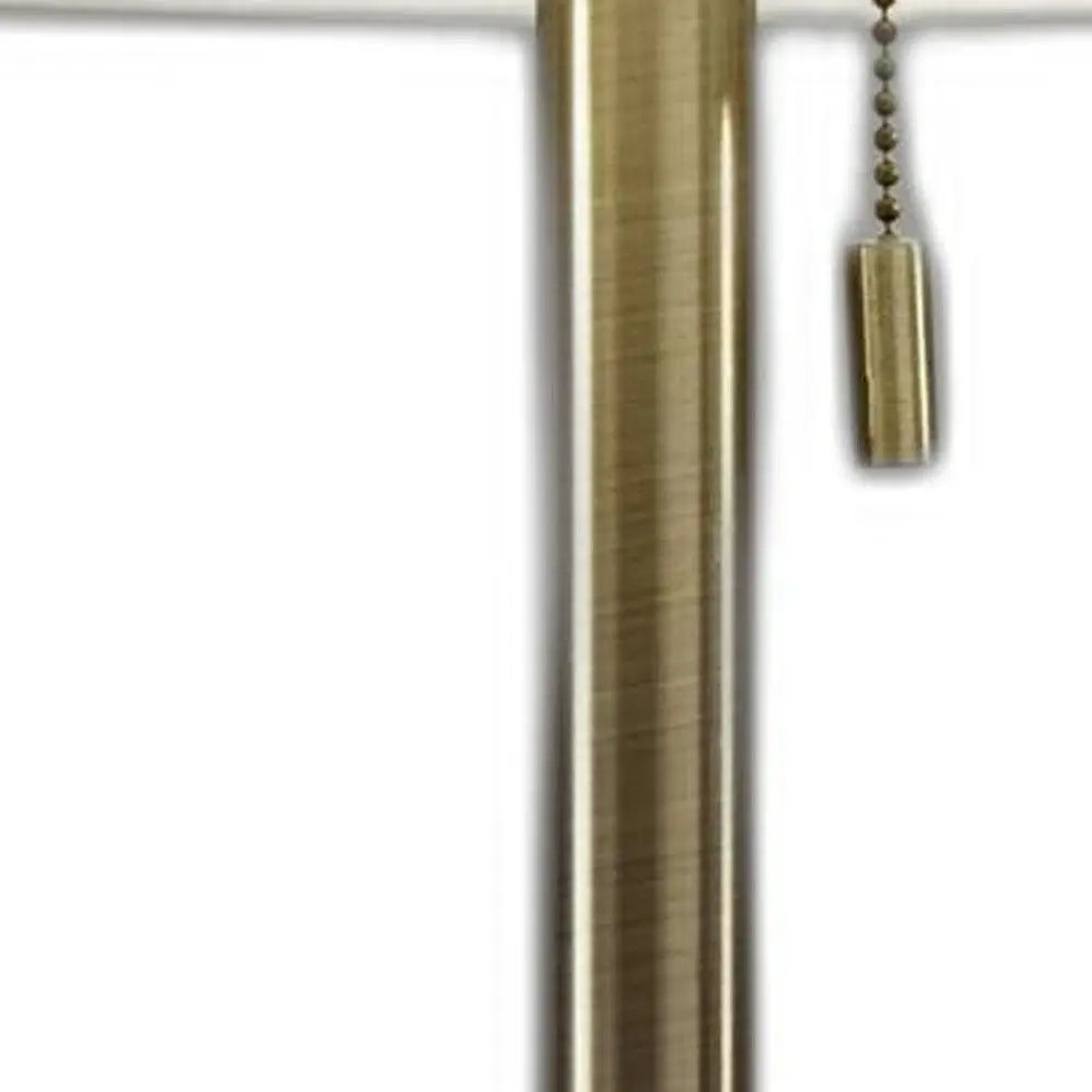 22" Antiqued Brass Metal Cylinder Table Lamp With Off White Drum Shade HomeRoots