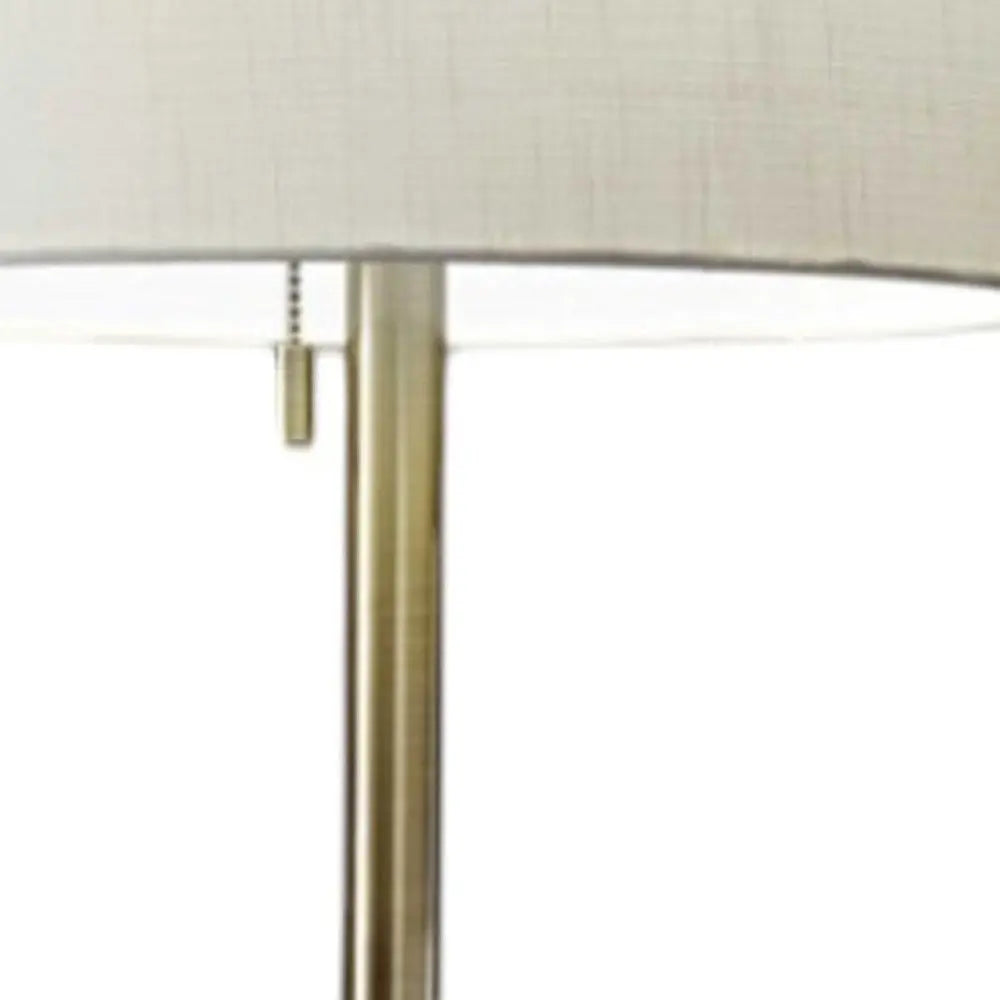 61" Brass Metal Floor Lamp With White Fabric Cylinder Shade HomeRoots