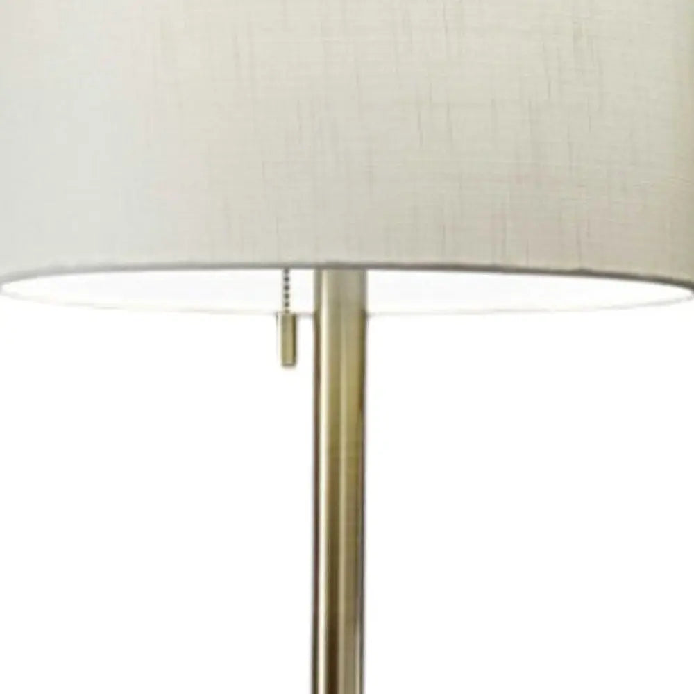 61" Brass Metal Floor Lamp With White Fabric Cylinder Shade HomeRoots