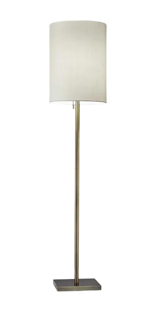 61" Brass Metal Floor Lamp With White Fabric Cylinder Shade HomeRoots