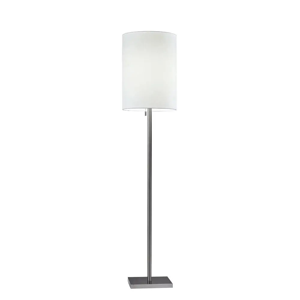 61" Brass Metal Floor Lamp With White Fabric Cylinder Shade HomeRoots