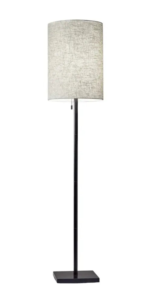 61" Brass Metal Floor Lamp With White Fabric Cylinder Shade HomeRoots