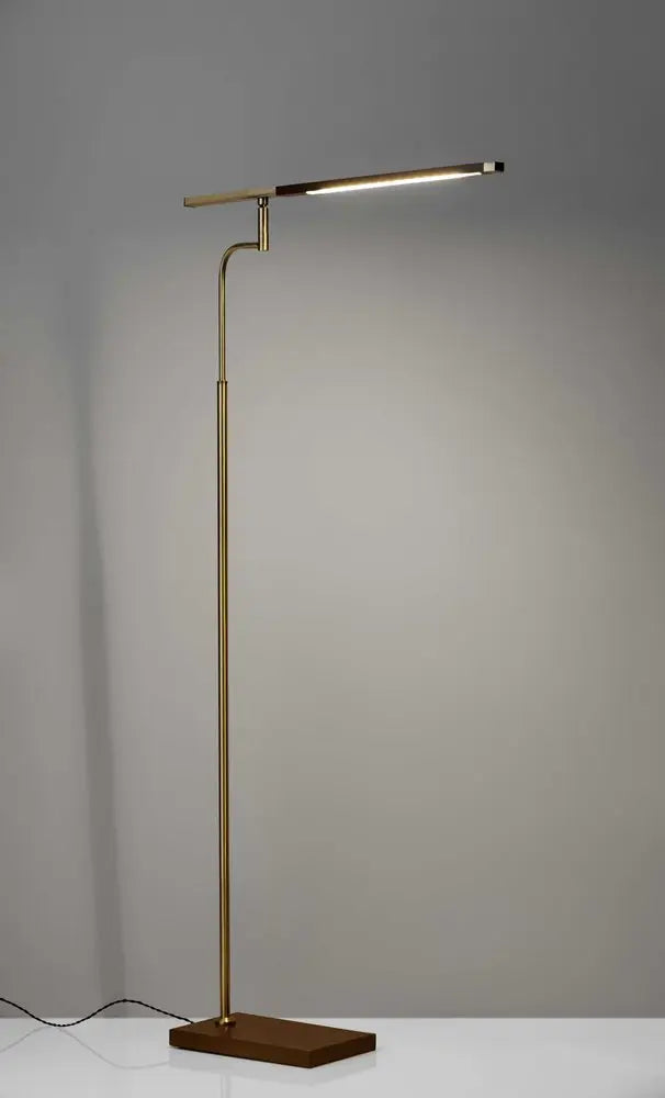 63" Brown LED Task Floor Lamp With Brass HomeRoots