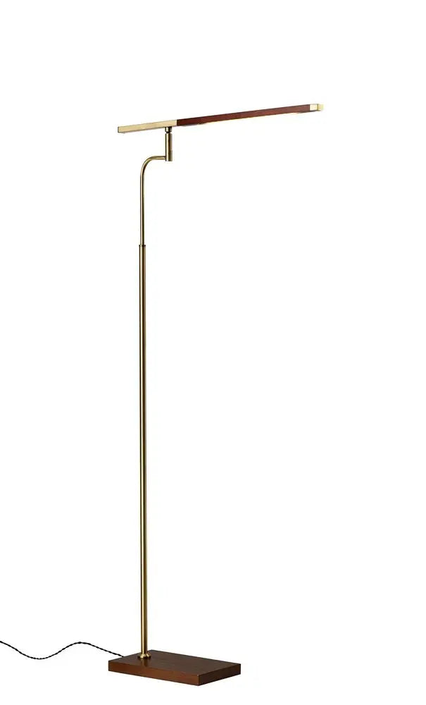 63" Brown LED Task Floor Lamp With Brass HomeRoots