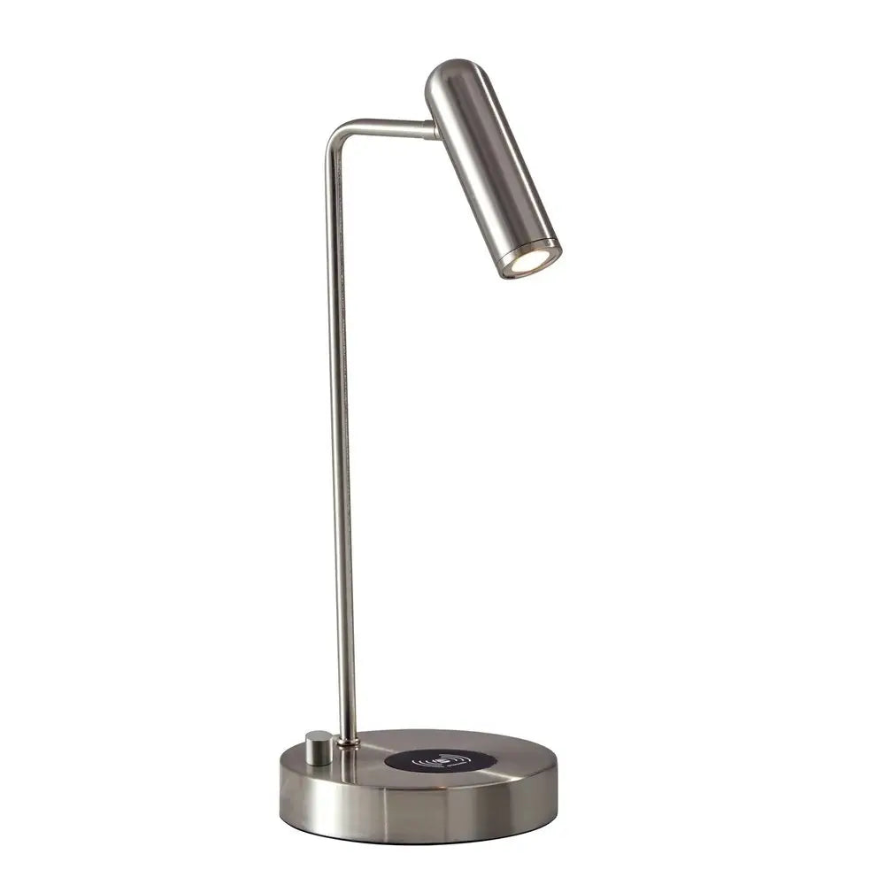 17" Brass Metal LED Desk Lamp With USB And Wireless Charging HomeRoots