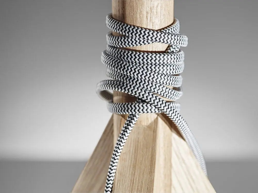 25" Natural Solid Wood Tripod Table Lamp With Gray Empire Shade HomeRoots