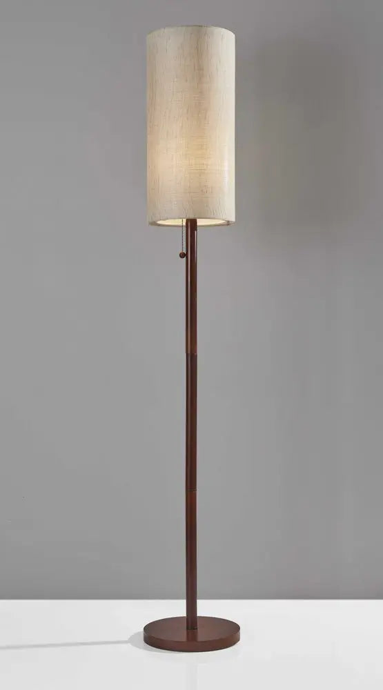 65" Brown Solid Wood Floor Lamp With Beige Linen Drum Shade HomeRoots