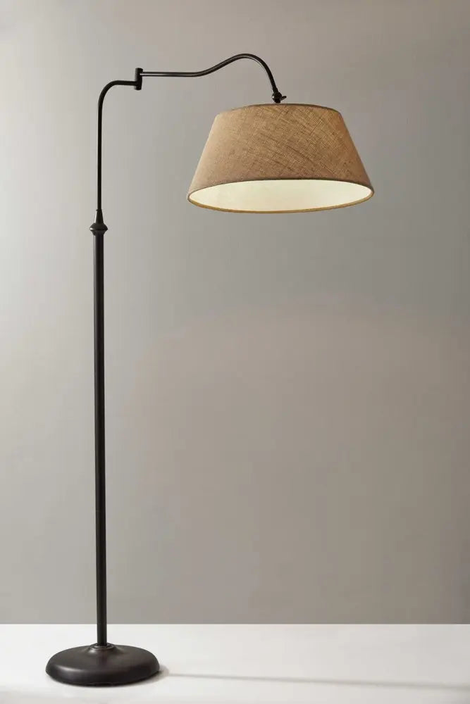 61" Bronze Arched Floor Lamp With Brown Fabric Empire Shade HomeRoots