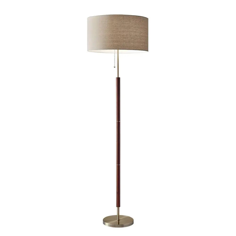 66" Brown Floor Lamp With Brown Fabric Drum Shade HomeRoots