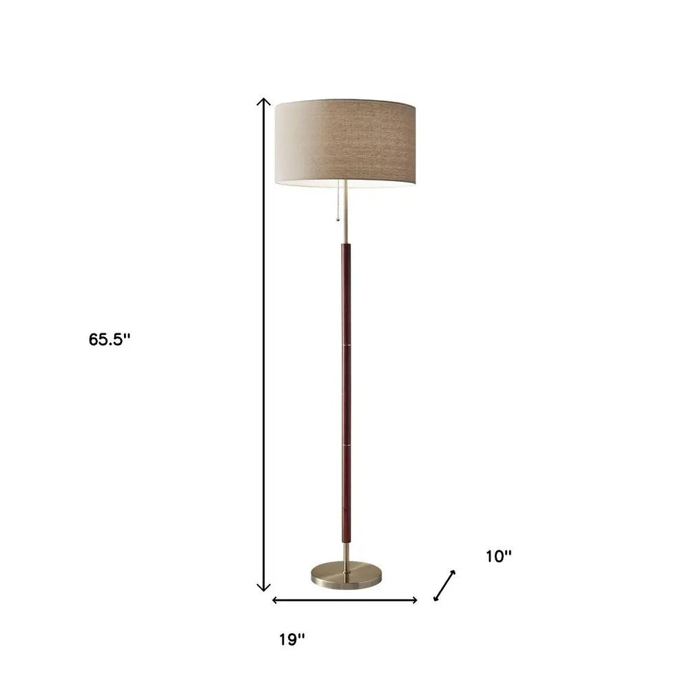 66" Brown Floor Lamp With Brown Fabric Drum Shade HomeRoots