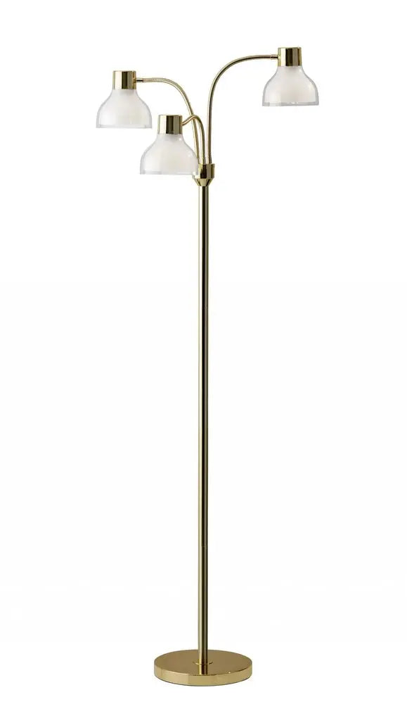 69" Gold Three Light Tree Floor Lamp With Clear Plastic Bowl Shade HomeRoots