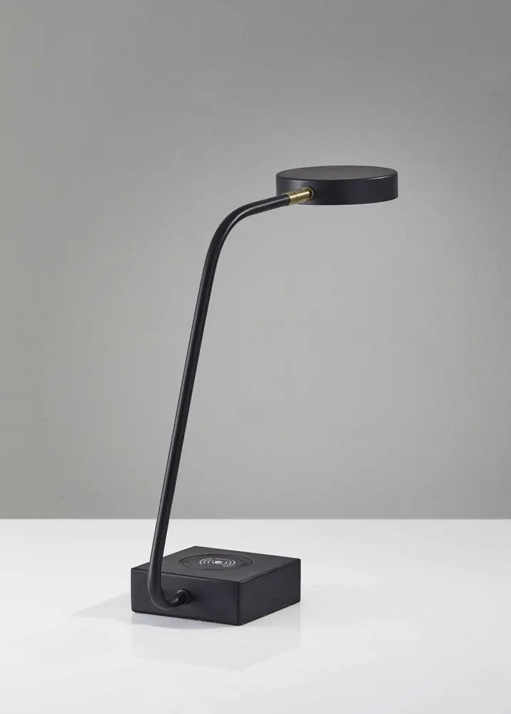 Tech Enhanced Black Metal Disk Led Adjustable Desk Lamp HomeRoots