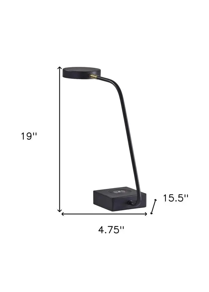 Tech Enhanced Black Metal Disk Led Adjustable Desk Lamp HomeRoots