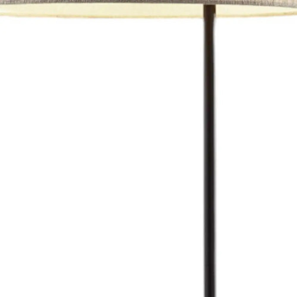64" Beige And Black Tray Table Floor Lamp With Beige Fabric Drum Shade HomeRoots