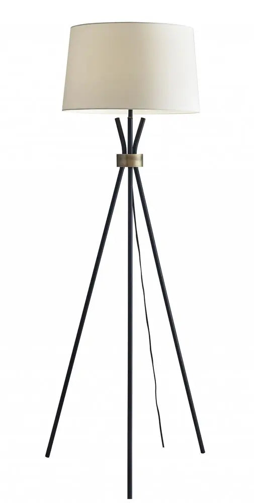 60" Black And White Tripod Floor Lamp With White Fabric Empire Shade HomeRoots
